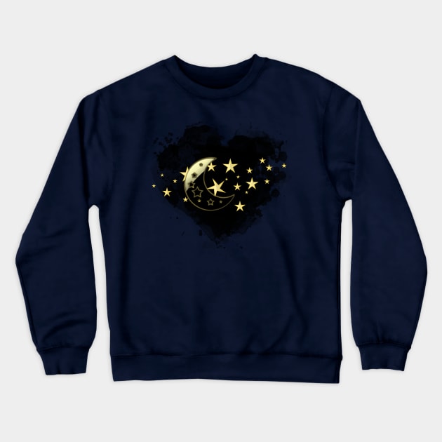 Crescent Moon and Stars Crewneck Sweatshirt by D_AUGUST_ART_53